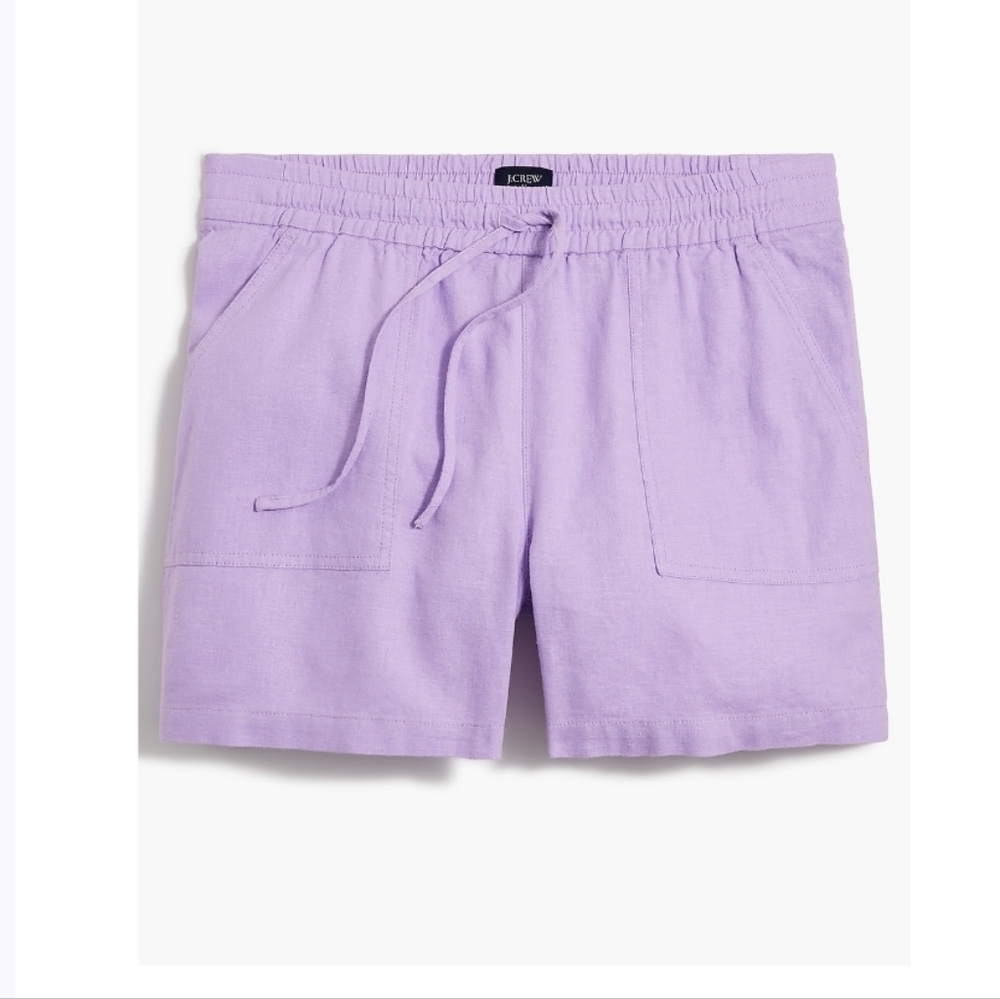 J. Crew Purple Lavender Linen-Blend Drawstring Short